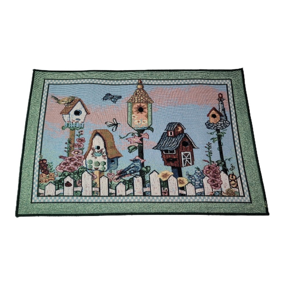 13"x19" Tapestry Placemats set of Four Bird House Themed. - Picture 1 of 5